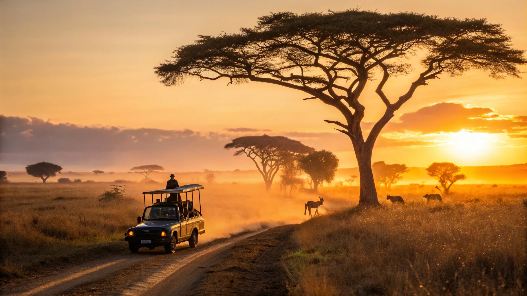 Evening guided game drive near Sabi Sands lodge at dusk