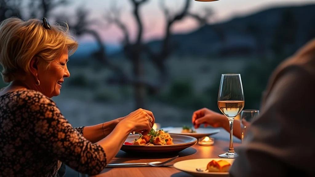 Luxury safari lodge outdoor boma dinner at sunset, Sabi Sand Private Game Reserve South Africa