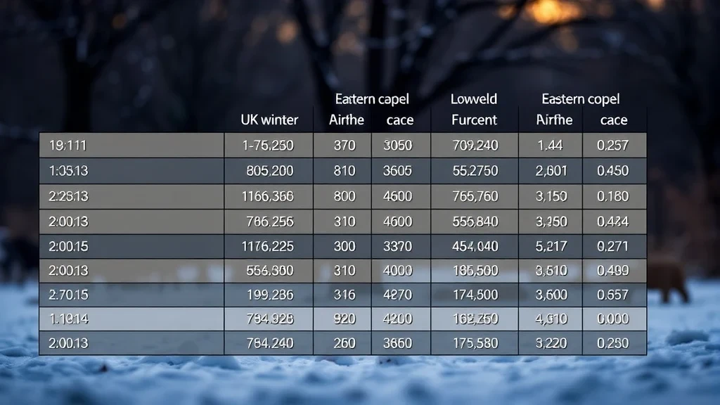 Comparative data table: UK winter versus Eastern Cape versus Lowveld
